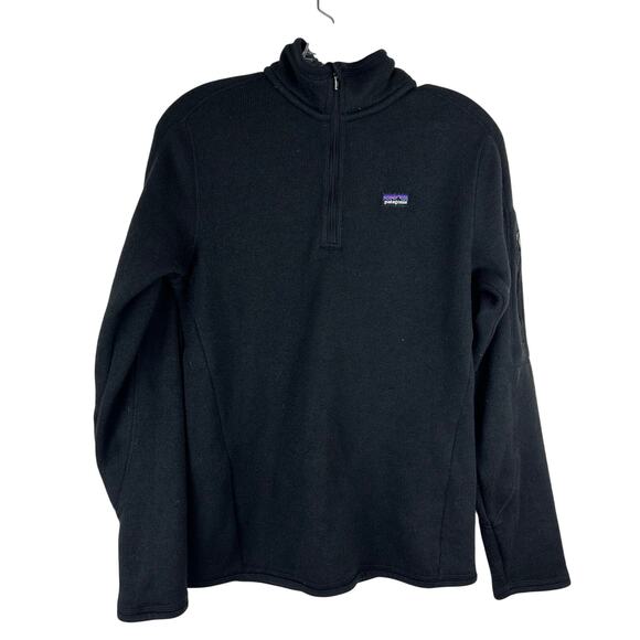 Patagonia Womens Better Sweater 1/4 Zip Black Size Medium Pullover Fleece Top - Picture 1 of 7